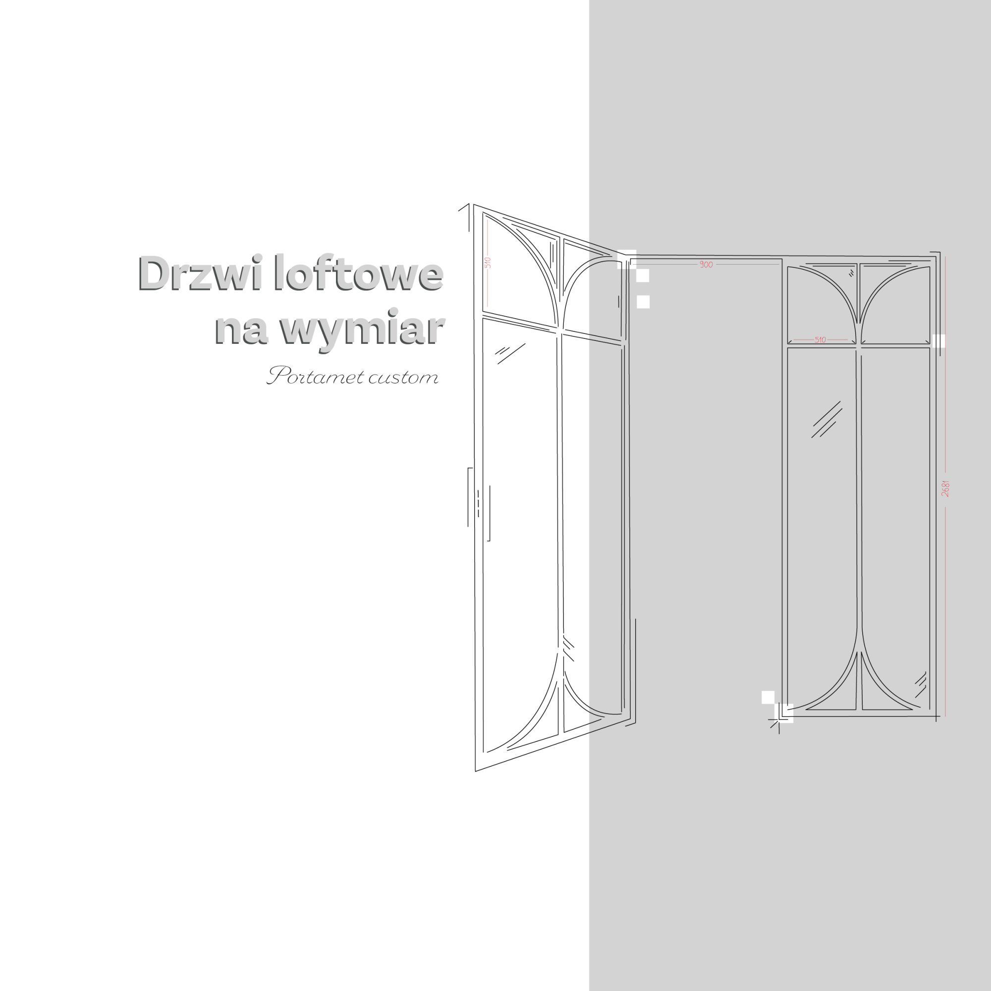 Drzwi loftowe z naświetlem na wymiar