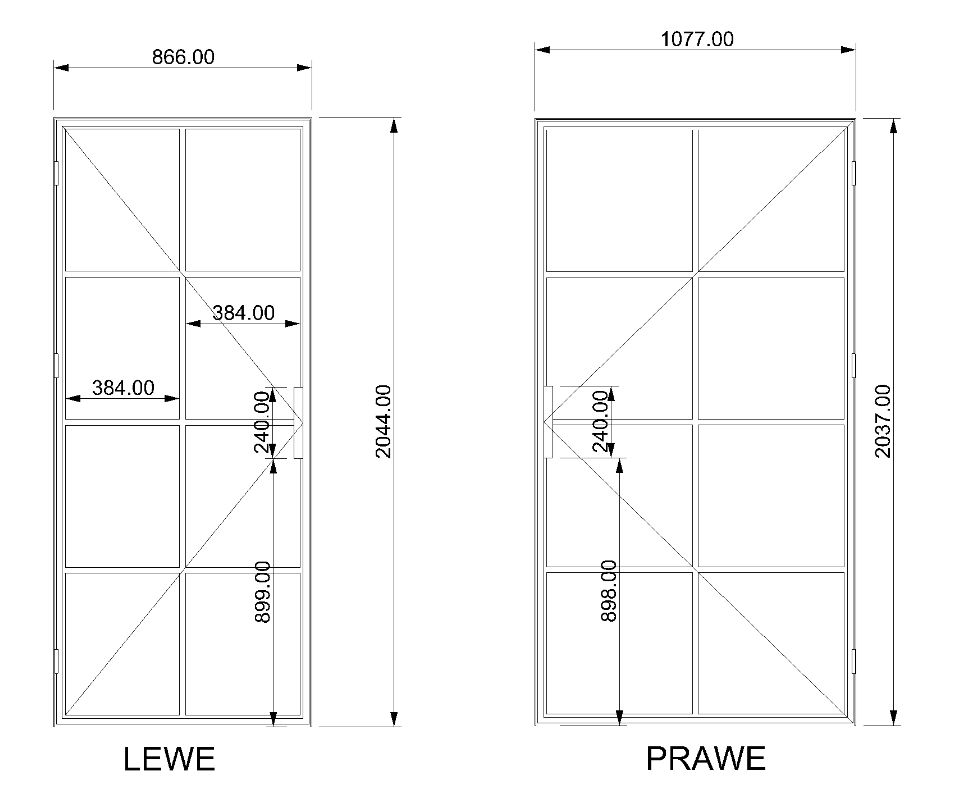 prawe i lewe drzwi loftowe
